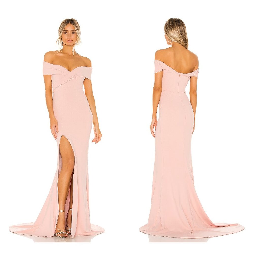 Flattering Pink Bridesmaid Off Shoulder Dress -- Nookie Neptune Gown, Medium